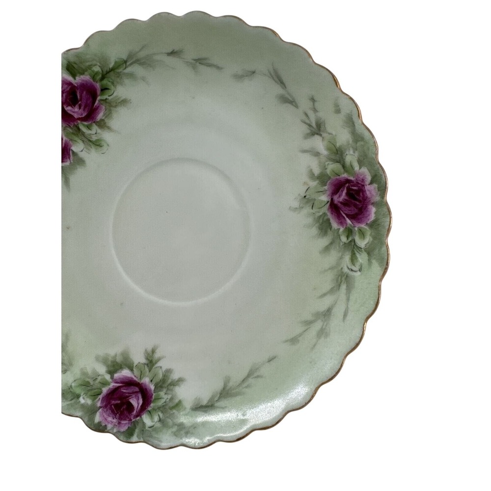 Tea Cup Saucer O&EG Royal Green w/Gold Trim Austria 6-Inch Diameter VTG Retired - Picture 5 of 10